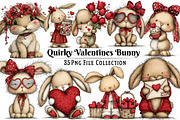 Quirky Valentines Bunny Clipart, an Illustration by Dream Creation (Thumbnail 1 of 7)