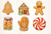 Watercolor Cute Christmas Gingerbrea, an Illustration by Libby Wishes (Thumbnail 4 of 8)