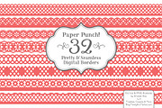 Coral Lace Borders Clipart & Vectors, an Illustration by Amanda Ilkov (Thumbnail 1 of 5)