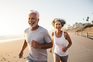 Cheerful senior couple jogging on th, a Photo by Iftikhar Alam