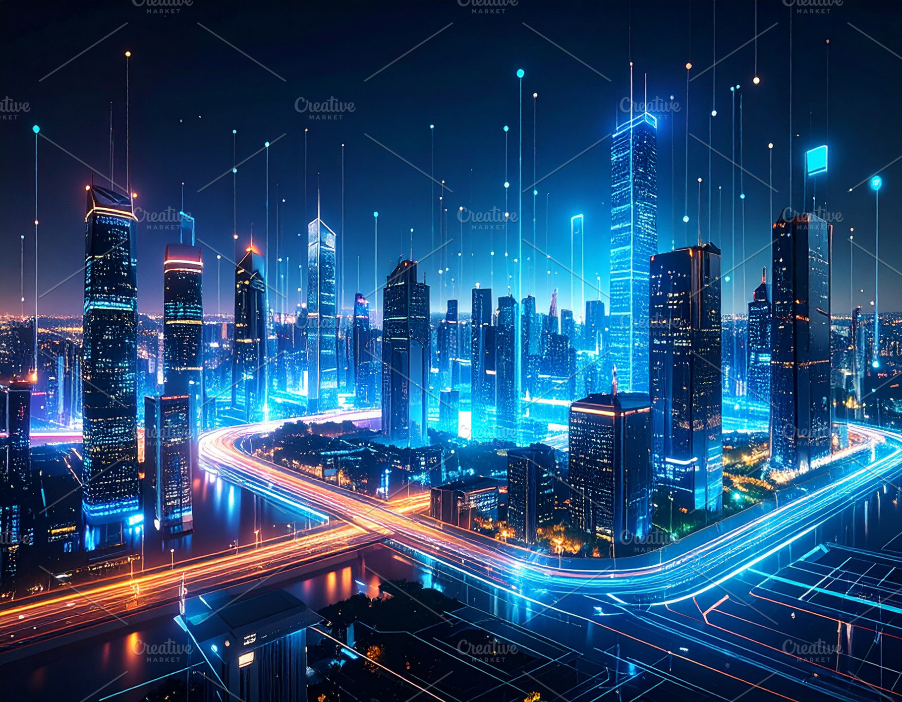 Smart city concept digital composition, a Technology Photo by DanFLCreativo