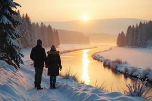 Winter Sunset Stroll | Stock Photo, a Holiday Photo by Aura Canyon HQ
