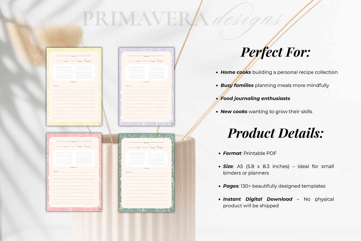 Printable Planner - Recipe Book, a Stationery Template by Primavera Studio Design (Photo 4 of 6)