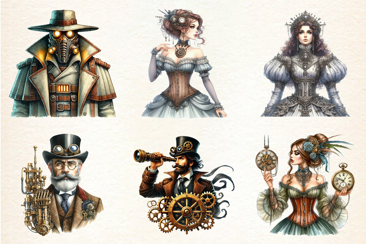 Steampunk Character Clipart, a Seasonal Illustration by DreamArtGraphic (Photo 4 of 4)