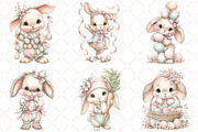 Watercolor Easter Bunny Clipart, an Illustration by Black Bird Studio (Thumbnail 3 of 5)