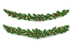 Festive Christmas garland with green, an Object Illustration by art PVP - market