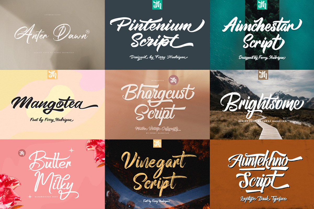 18 Font Bundles Vol 01, a Handwritten Font by FHFont (Photo 2 of 3)