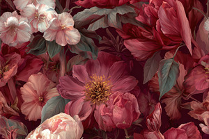 Burgundy Floral Seamless Pattern, a Decorative Illustration by Virgo Studio