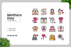 Mothers Day Colored Icons, an Icon by Upnowgraphic