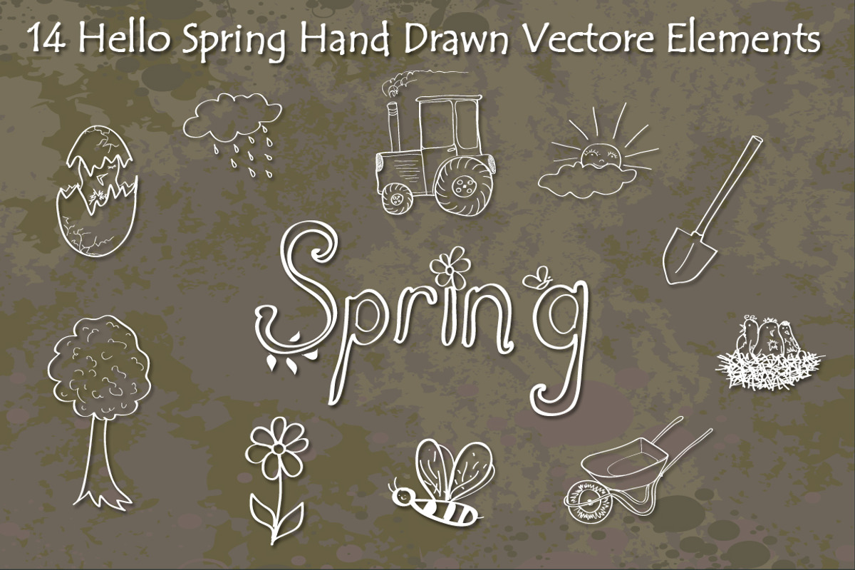 Hello Spring Hand Drawn Vectors