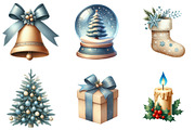 Christmas Blue & Beige Clipart, an Illustration by DreamArtGraphic (Thumbnail 3 of 4)