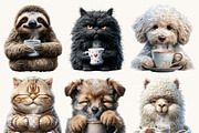 Animals with Coffee Clipart, an Animal Illustration by Design Scotch (Thumbnail 6 of 9)
