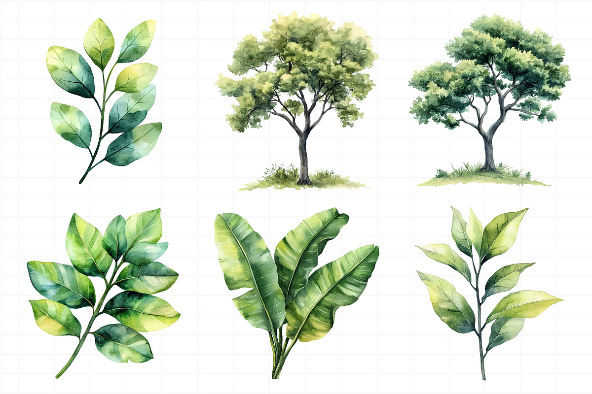 Green Trees and Leaves Clipart, an Illustration by Daily.Designs (Photo 6 of 8)