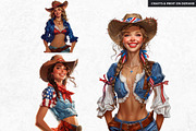 Patriotic Cowgirls Clipart Set, a Person Illustration by ThatsDesignArt (Thumbnail 10 of 11)
