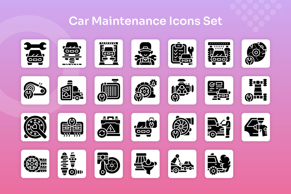 Car Maintenance Icons Set - Glyph, a Solid Icon by Kmg Design (Photo 2 of 2)