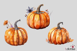 Floral Watercolor Pumpkins