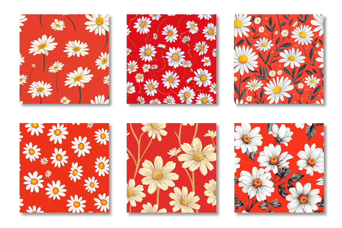 Red And White Daisy pattern, a Pattern Graphic by Canvas Craft (Photo 3 of 6)