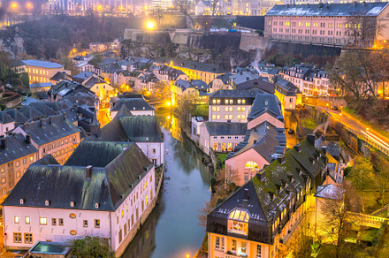 Skyline of old town Luxembourg City from top view
