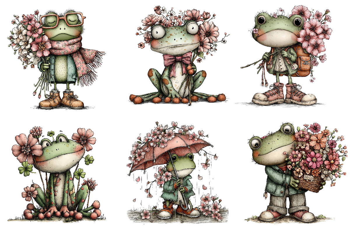 Whimsical Spring Frog Clipart, an Illustration by Dream Creation (Photo 6 of 7)