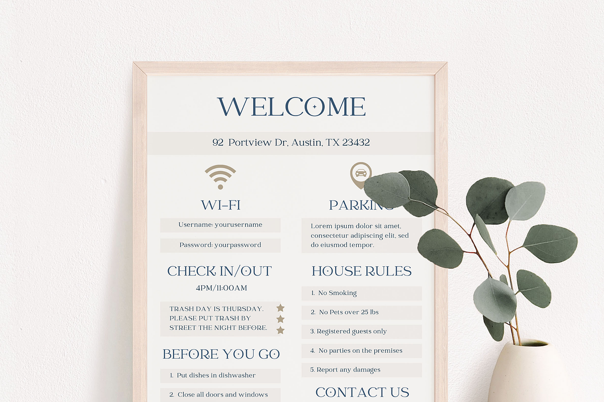 Printable Vacation Rental Welcome Sign