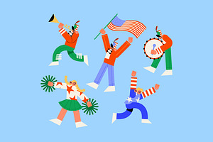 Blue 4th Of July Parade Illustration, an Illustration by graphicook