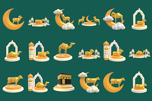 3D Eid Al Adha Element Icon Vol 2