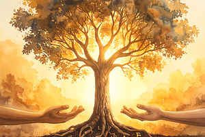 The golden tree of harmony and connection, an Education Illustration by DanFLCreativo