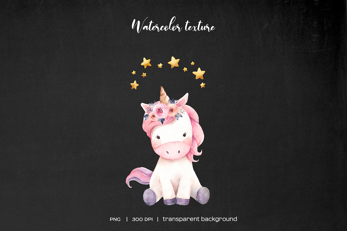 Watercolor cute unicorn clipart, an Object Illustration by Art and Funny (Photo 7 of 7)