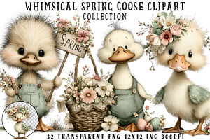 Whimsical Spring Goose Clipart, an Illustration by OK Design