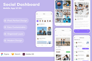 Social Dashboard Mobile App UI Kit, an UI Kit Template by Betush