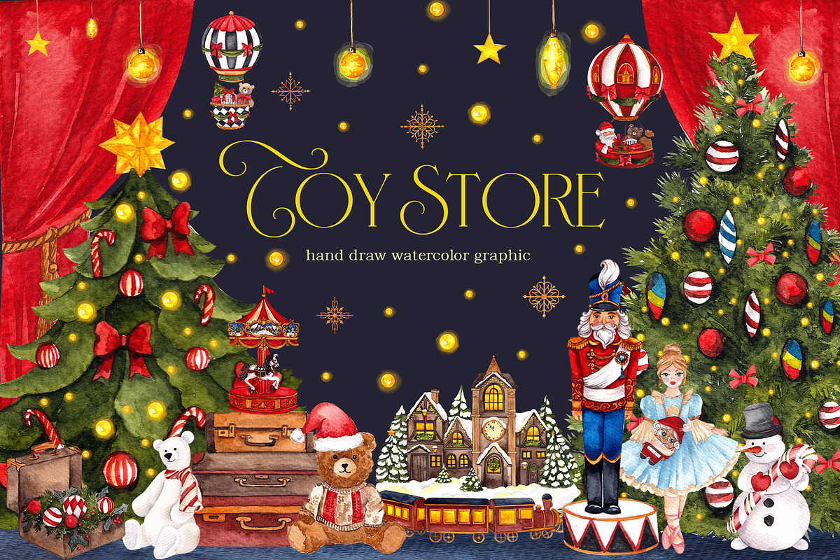 Toy Store. Christmas graphic., an Object Illustration by ma_i_vi (Photo 1 of 12)