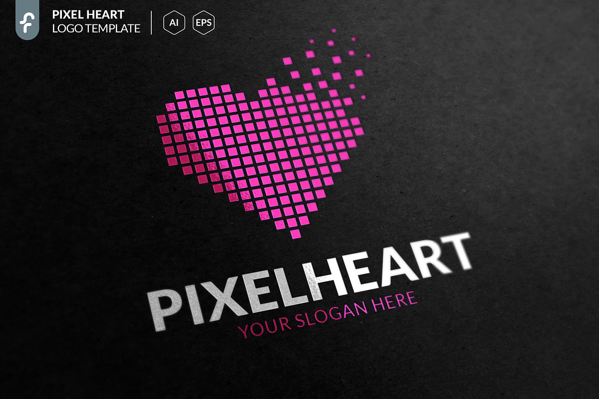 Pixel Heart Logo, a Branding & Logo Template by ft.studio