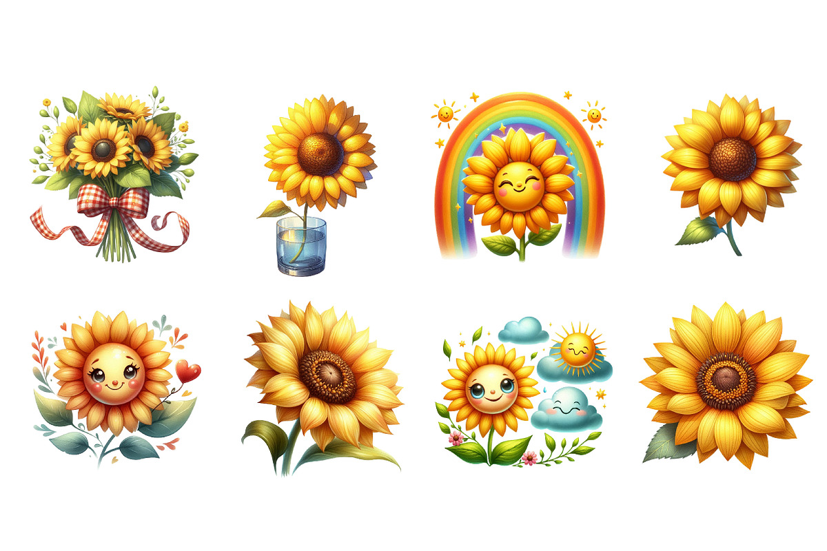 Watercolor Sunflower Clipart, an Illustration by Dream Creation (Photo 4 of 4)