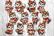 Cute Autumn Husky Dog Clipart Set, a Seasonal Illustration by V Design Creator (Thumbnail 9 of 9)