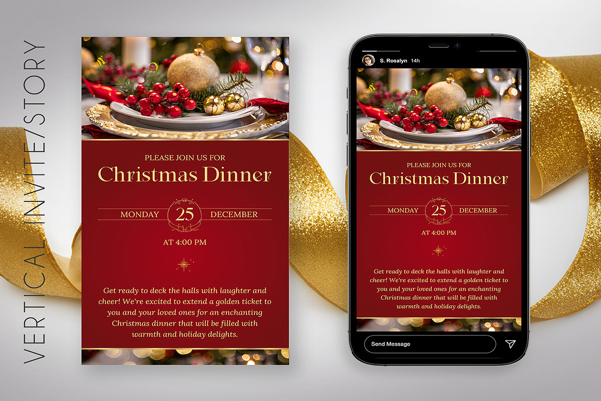 Christmas Dinner Digital Invitation, a Social Media Template by Godserv Designs (Photo 2 of 11)