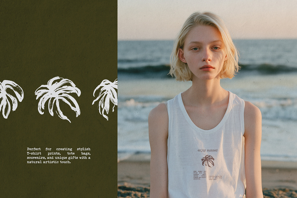 Monstera Ink Brush Botanical Vector, a Decorative Illustration by Momosama Studio (Photo 6 of 9)