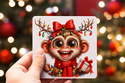 Funny Christmas monkeys clipart, an Animal Illustration by AnetArtStore (Thumbnail 7 of 7)