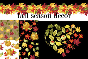 Set With Autumn Decor Elements