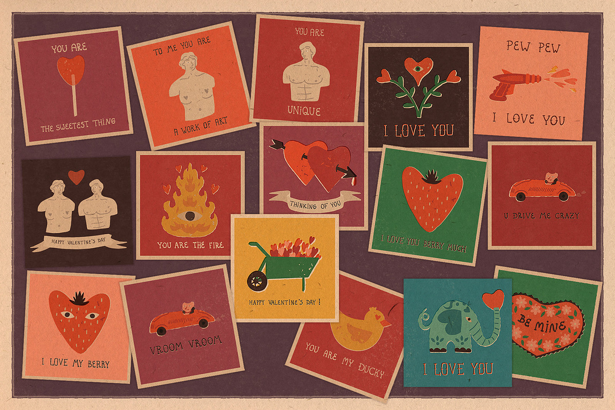Retro Valentine clipart and graphics, a Decorative Illustration by Paper Cherry (Photo 10 of 23)