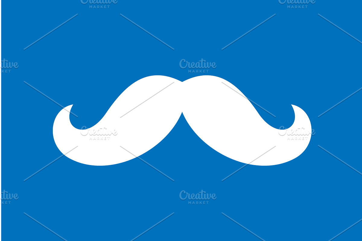 White moustache on blue background, an Object Illustration by GraphiShop