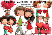 Whimsical Valentine Couple Clipart, an Illustration by CreationArt (Thumbnail 1 of 6)