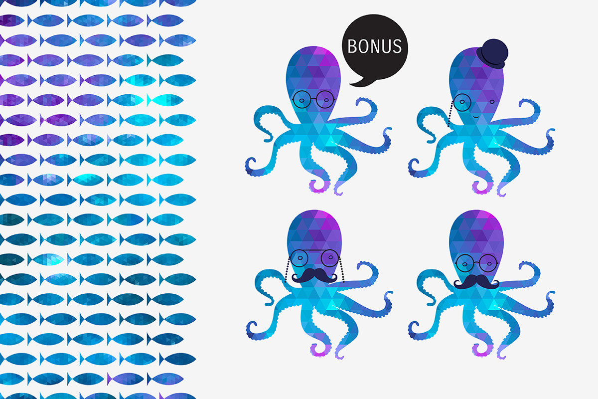 Octopus pattern set, a Graphic by Inoka