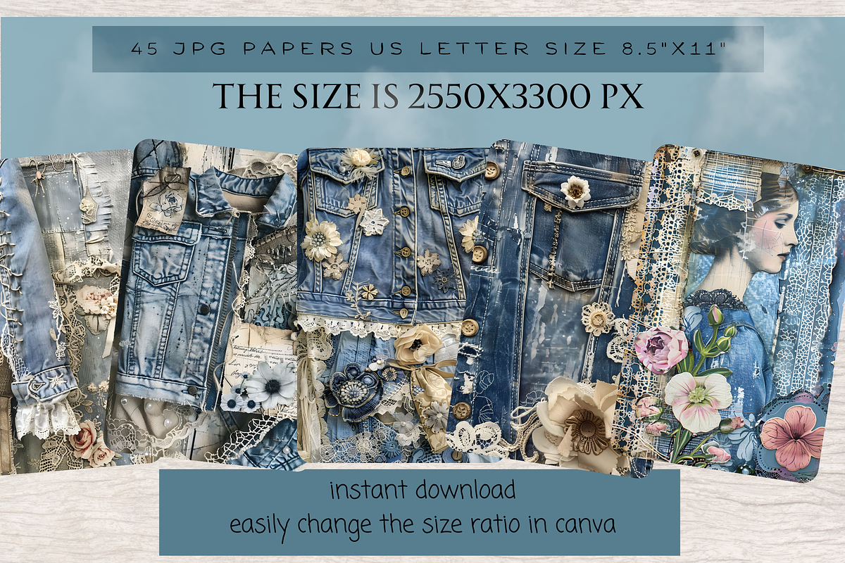 DENIM FANTASY JUNK JOURNAL PAGES, a Person Illustration by Daring Digies (Photo 6 of 8)