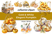 Gold & White Elegant Pumpkin Clipart, a Seasonal Illustration by InkyQueenArt (Thumbnail 1 of 5)