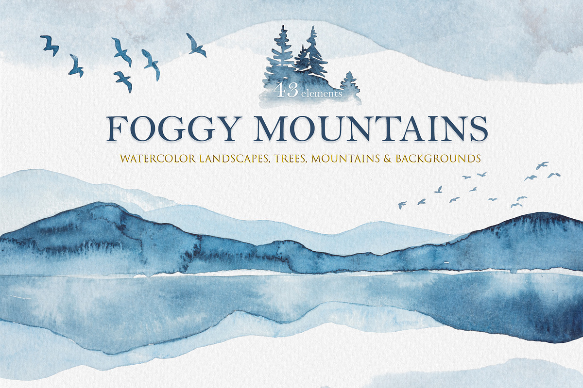 Watercolor landscapes and mountains, a Texture Illustration by Holovei (Photo 1 of 7)
