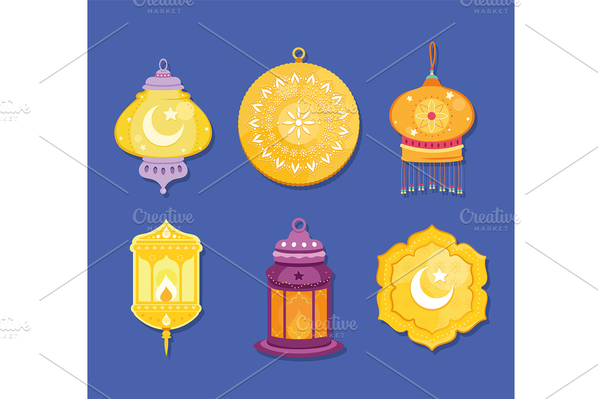 six eid mubarak icons, an Illustration by studiogstock