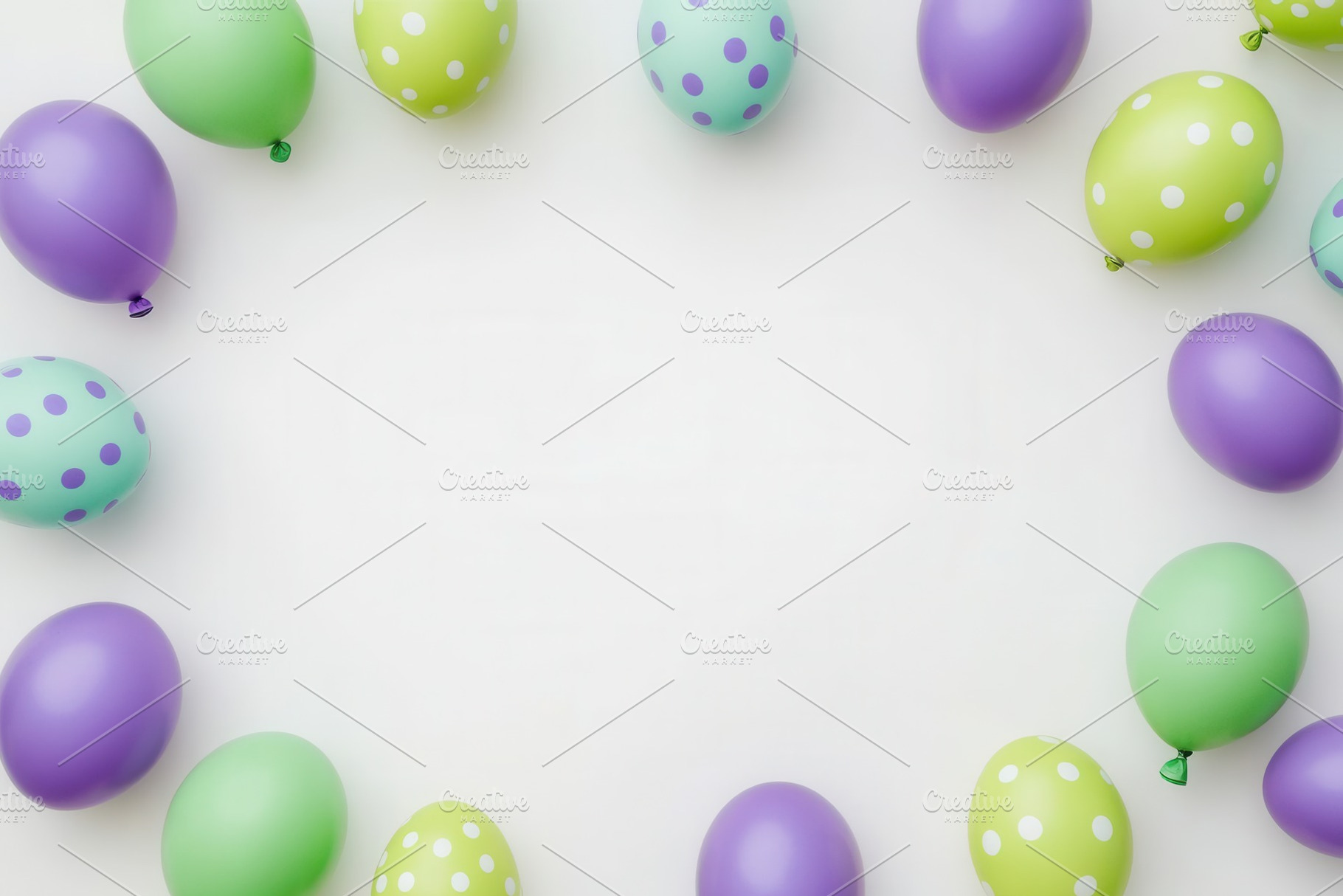 Balloon banner with green and purple, a Photo by Pavel_design