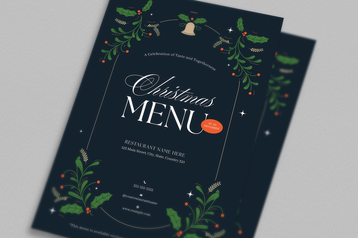 Simple Elegant Black Christmas Menu, a Flyer Template by VectorVactory (Photo 2 of 4)