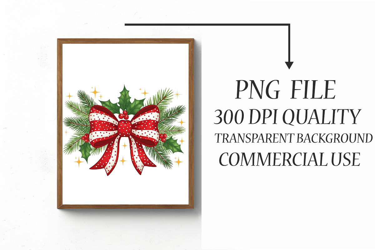 Christmas Coquette bow Png, an Illustration by Libby Wishes (Photo 2 of 6)