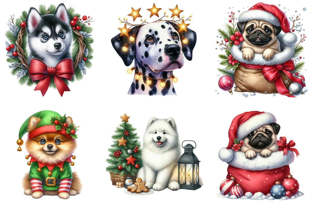 Christmas Cute Dog Sublimation, an Illustration by DreamArtGraphic (Photo 2 of 5)